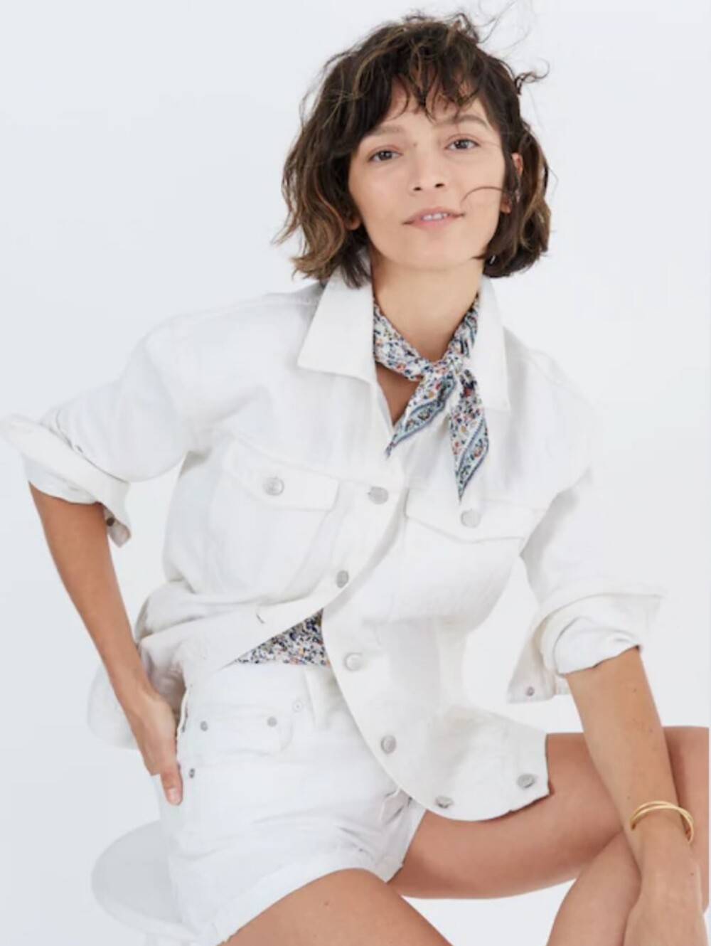 Madewell The Oversized Jean Jacket in Tile White Size Medium